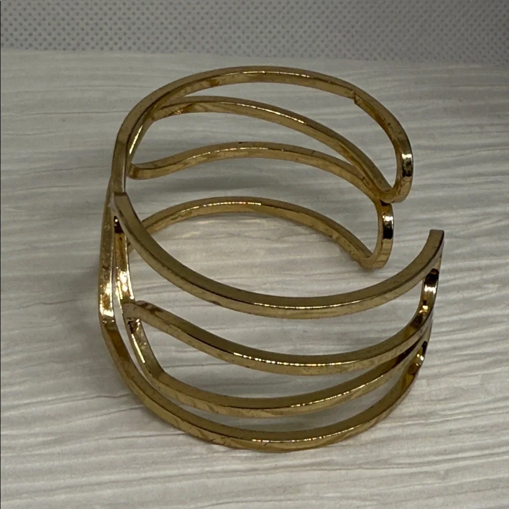 Small semi flexible GoldTone Women's Cuff geometric open statement cuff bracelet